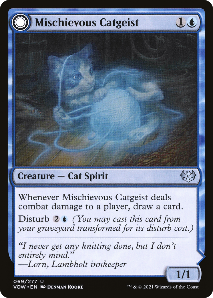Image of Mischievous Catgeist (VOW-069) - Innistrad: Crimson Vow: (Double Faced Transform) Foil