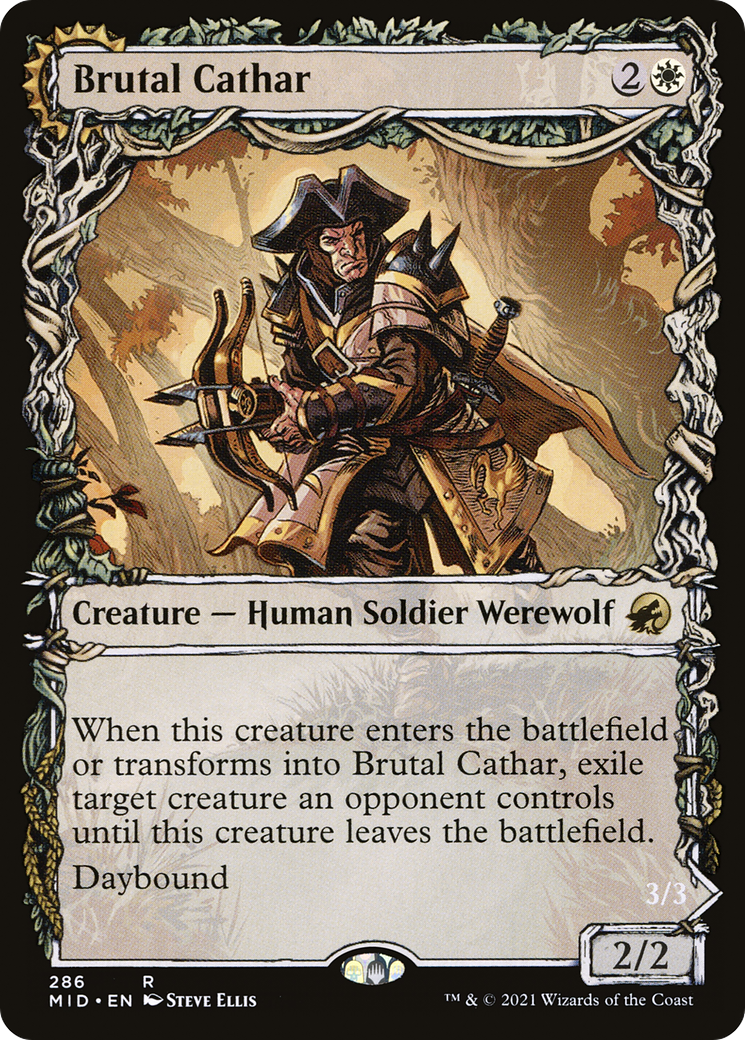 Image of Brutal Cathar (Showcase) (MID-286) - Innistrad: Midnight Hunt: (Showcase, Double Faced Transform)