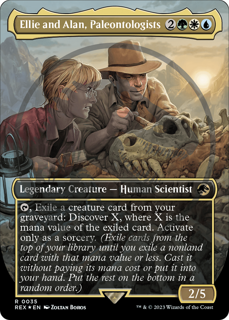 Image of Ellie and Alan, Paleontologists (Borderless) (Emblem) (REX-035) - Jurassic World Collection (Borderless) Foil