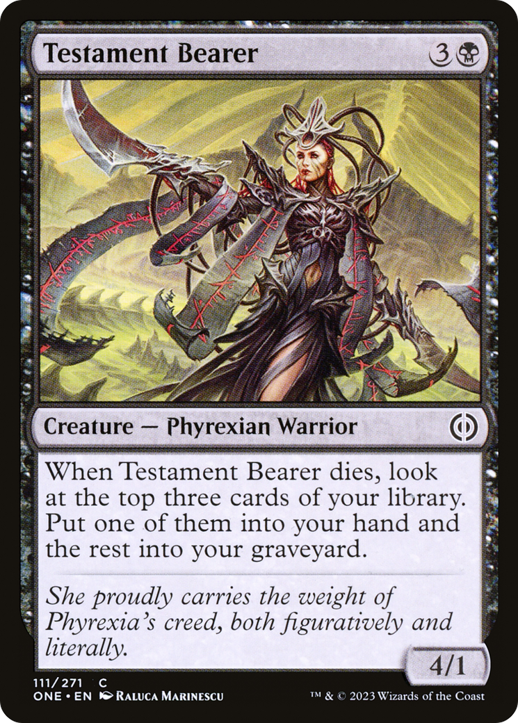 Image of Testament Bearer (ONE-111) - Phyrexia: All Will Be One