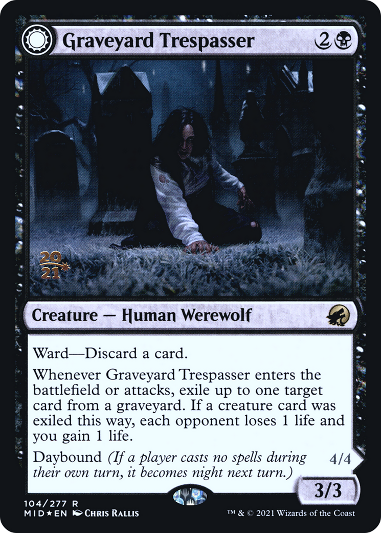 Image of Graveyard Trespasser (PRE-104) - Innistrad: Midnight Hunt Promos: (Double Faced Transform) Foil