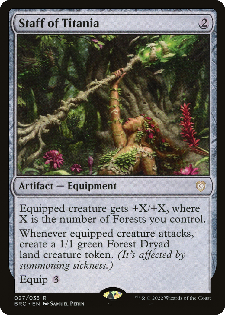 Image of Staff of Titania (BRC-027) - The Brothers' War Commander Foil