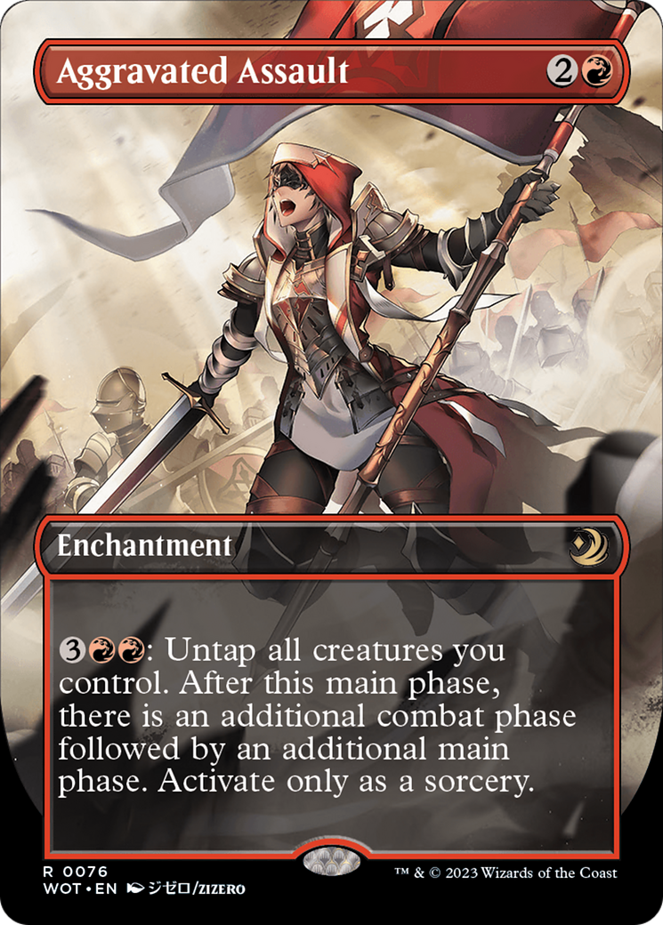 Image of Aggravated Assault (Anime Borderless) (WOT-076) - Wilds of Eldraine: Enchanting Tales (Borderless)