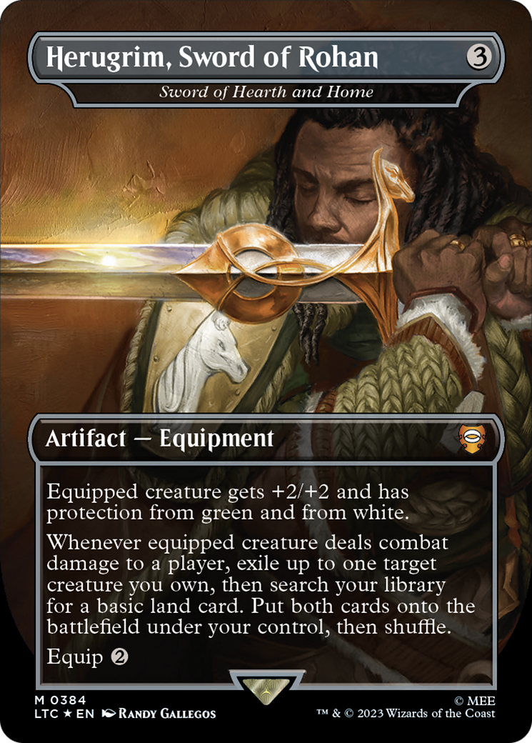 Image of Herugrim, Sword of Rohan - Sword of Hearth and Home (Surge Foil) (LTC-384) - Tales of Middle-earth Commander / Herugrim, Sword of Rohan (Borderless) Foil