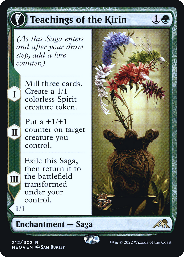 Image of Teachings of the Kirin (PRE-212) - Kamigawa: Neon Dynasty Promos: (fandfc, enchantment) Foil
