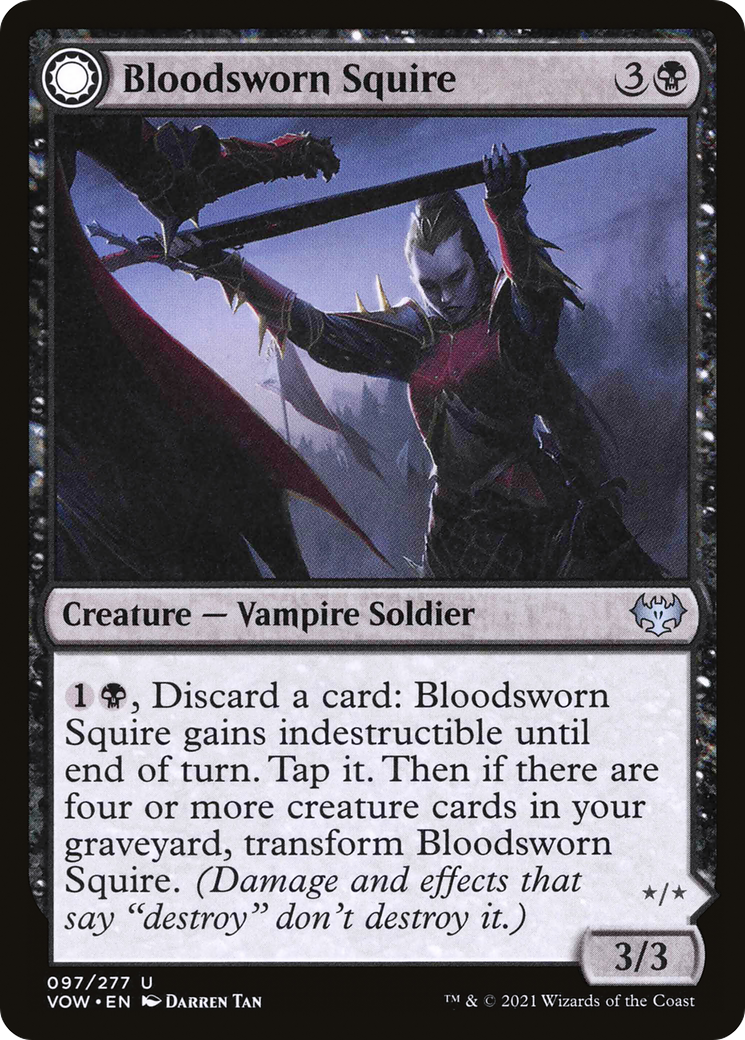 Image of Bloodsworn Squire (VOW-097) - Innistrad: Crimson Vow: (Double Faced Transform)