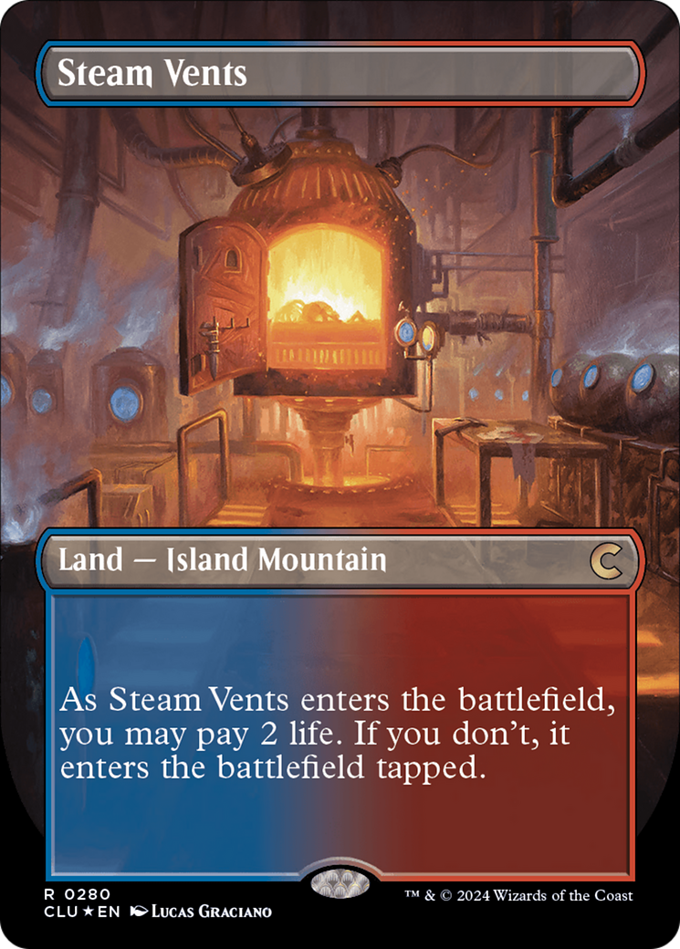 Image of Steam Vents (Borderless) (CLU-280) - Ravnica: Clue Edition (Borderless) Foil
