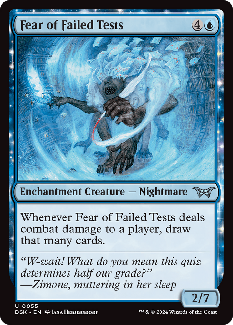 Image of Fear of Failed Tests (DSK-055) - Duskmourn: House of Horror: (enchantment)