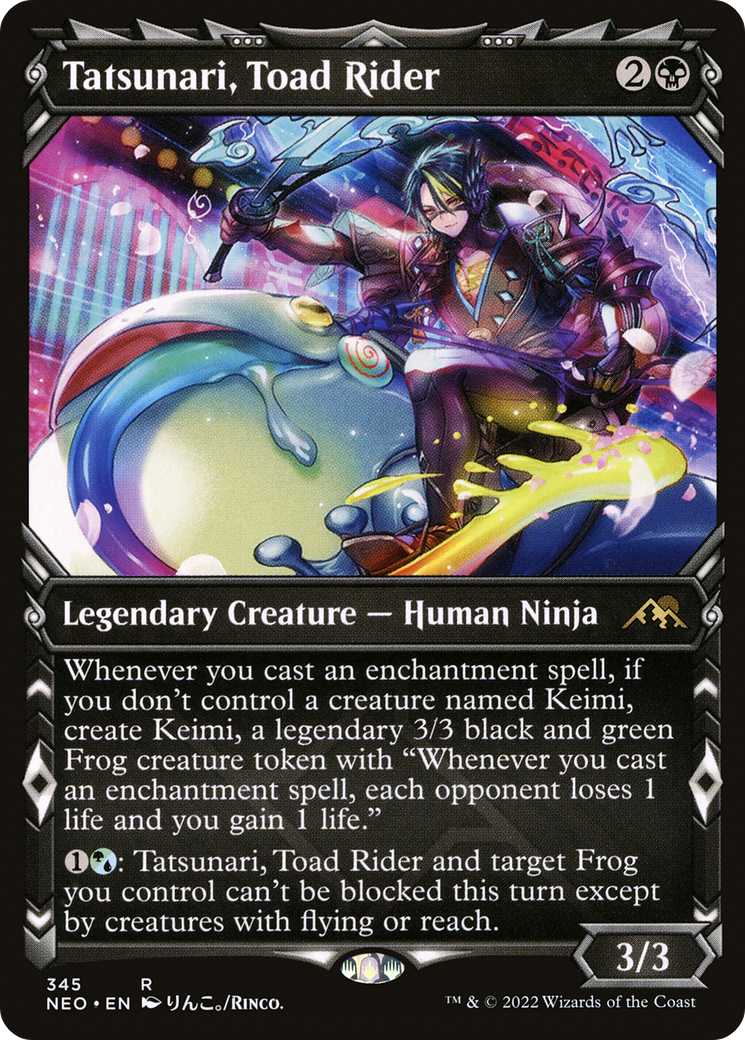 Image of Tatsunari, Toad Rider (Showcase) (NEO-345) - Kamigawa: Neon Dynasty: (Showcase) Foil