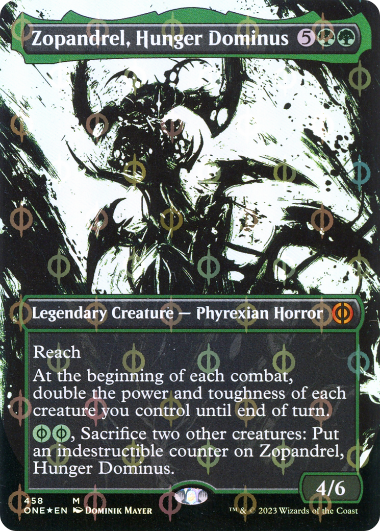 Image of Zopandrel, Hunger Dominus (Showcase) (Step-and-Compleat Foil) (ONE-458) - Phyrexia: All Will Be One: (Showcase) (Borderless) Foil