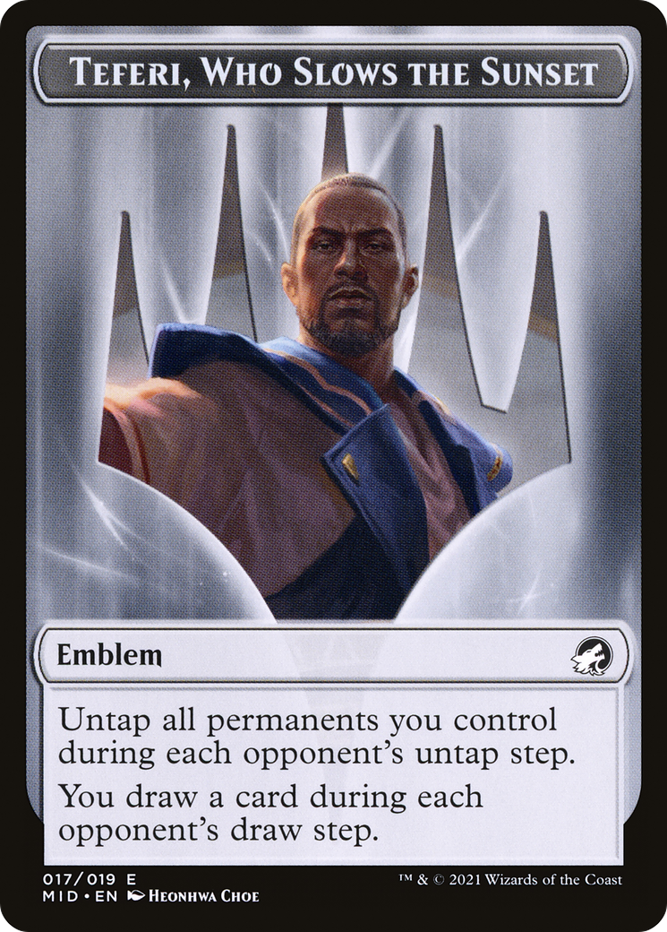 Image of Teferi, Who Slows the Sunset Emblem (TMID-017) - Innistrad: Midnight Hunt Tokens Foil