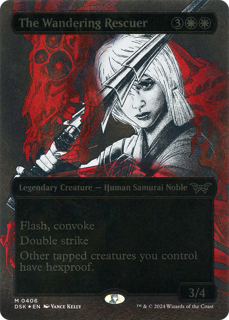 Image of The Wandering Rescuer (Showcase) (Textured) (DSK-406) - Duskmourn: House of Horror: (Showcase) (Borderless) Foil