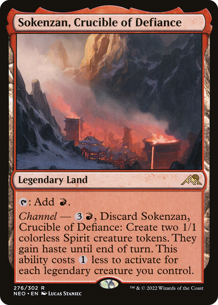 Image of Sokenzan, Crucible of Defiance (NEO-276) - Kamigawa: Neon Dynasty Foil