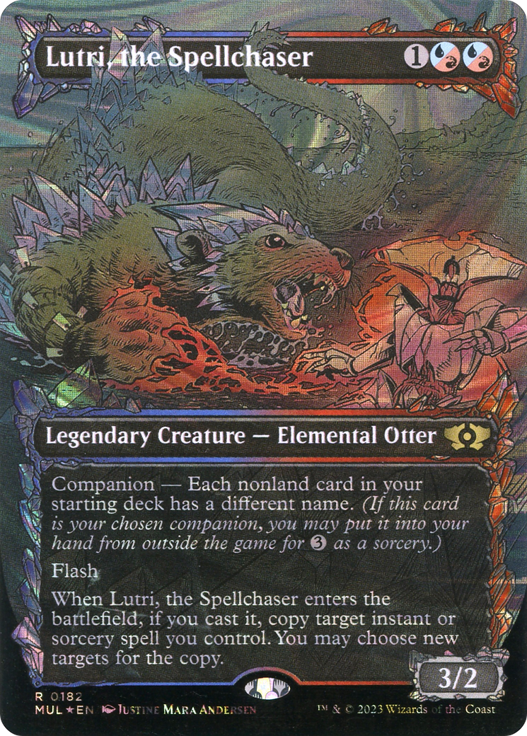 Image of Lutri, the Spellchaser (Halo Foil) (MUL-182) - Multiverse Legends: (Showcase) (Borderless) Foil