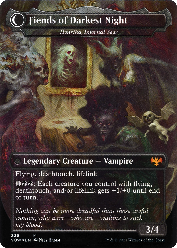 Image of The Three Weird Sisters - Henrika Domnathi (VOW-335) - Innistrad: Crimson Vow: (Double Faced Transform) (Borderless) Foil