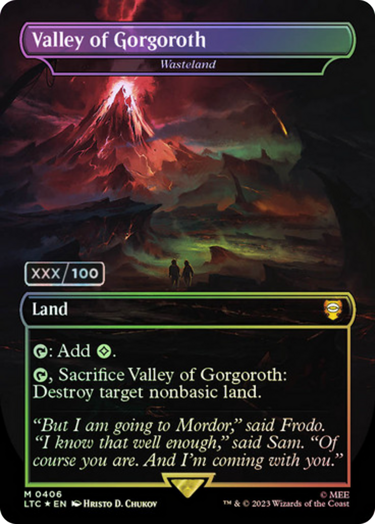 Image of Valley of Gorgoroth - Wasteland (Serial Numbered) (LTC-406) - Tales of Middle-earth Commander / Valley of Gorgoroth (Borderless) Foil
