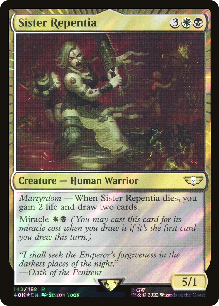 Image of Sister Repentia (Surge Foil) (40K-142) - Warhammer 40,000 Commander: (miracle) Foil