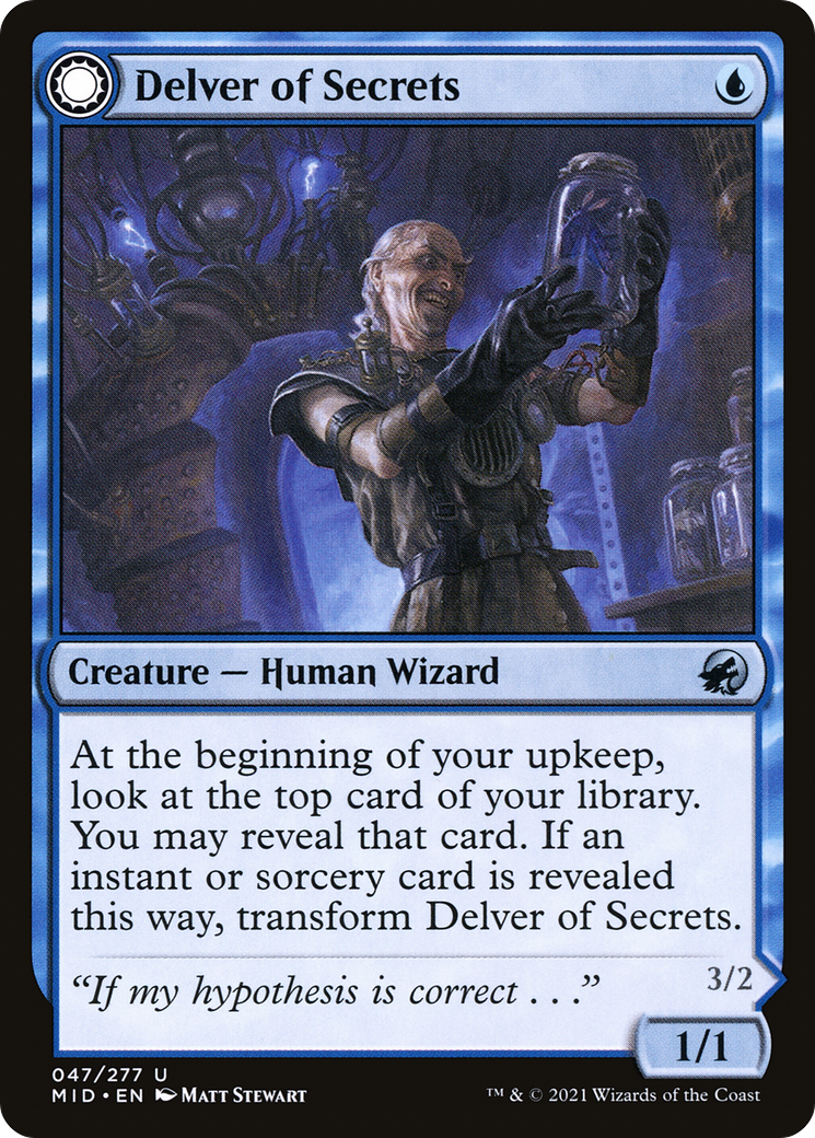 Image of Delver of Secrets (MID-047) - Innistrad: Midnight Hunt: (Double Faced Transform)