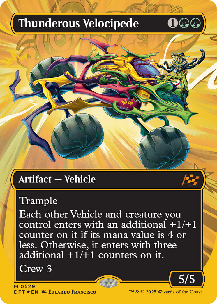 Image of Thunderous Velocipede (Borderless) (First-Place Foil) (DFT-529) - Aetherdrift (Borderless) Foil
