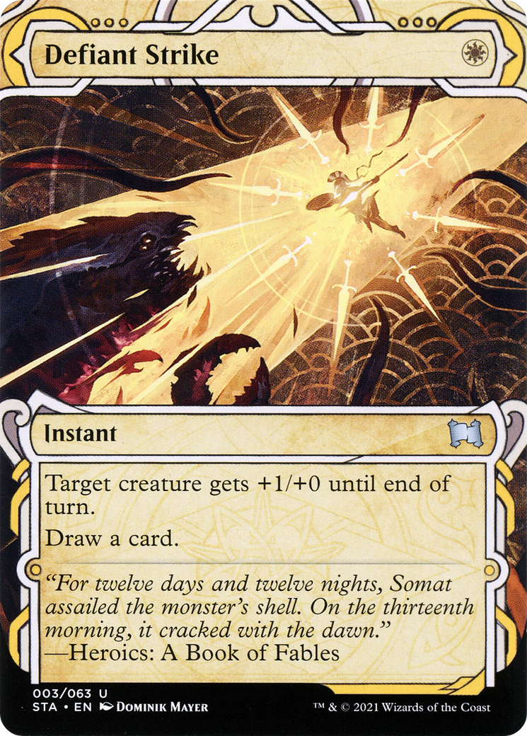 Image of Defiant Strike (STA-003) - Strixhaven Mystical Archive: (Showcase) (Borderless)