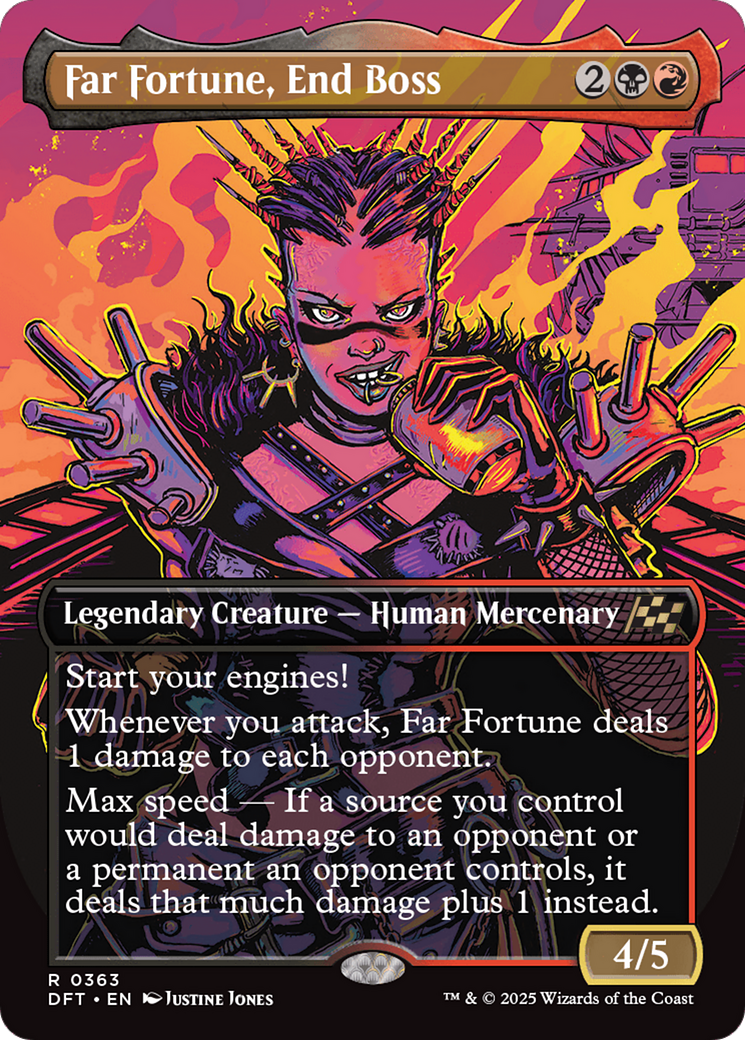 Image of Far Fortune, End Boss (Borderless) (DFT-363) - Aetherdrift (Borderless) Foil