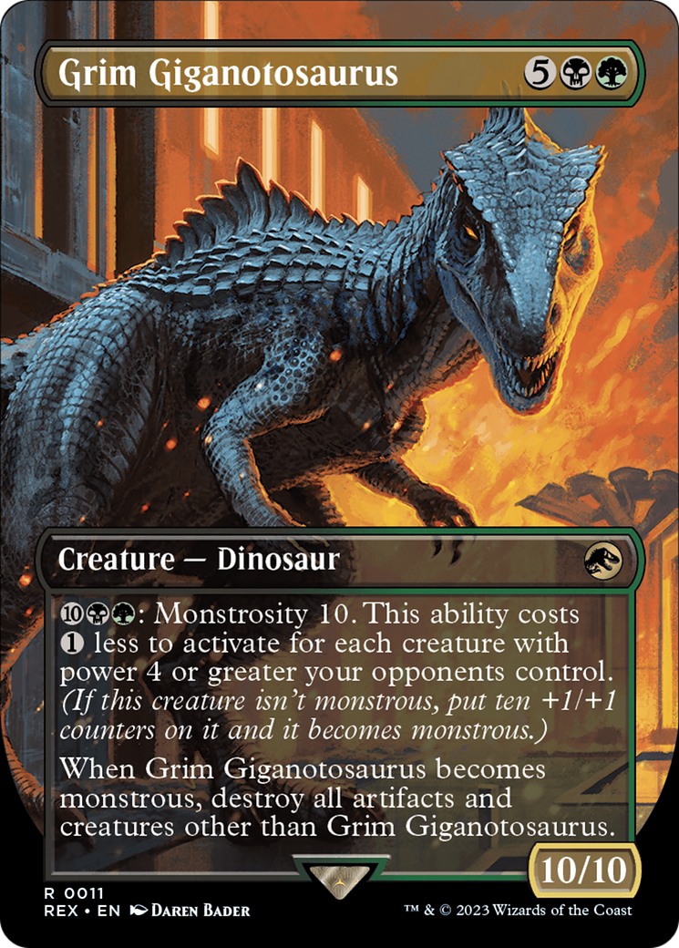 Image of Grim Giganotosaurus (Borderless) (REX-011) - Jurassic World Collection (Borderless) Foil