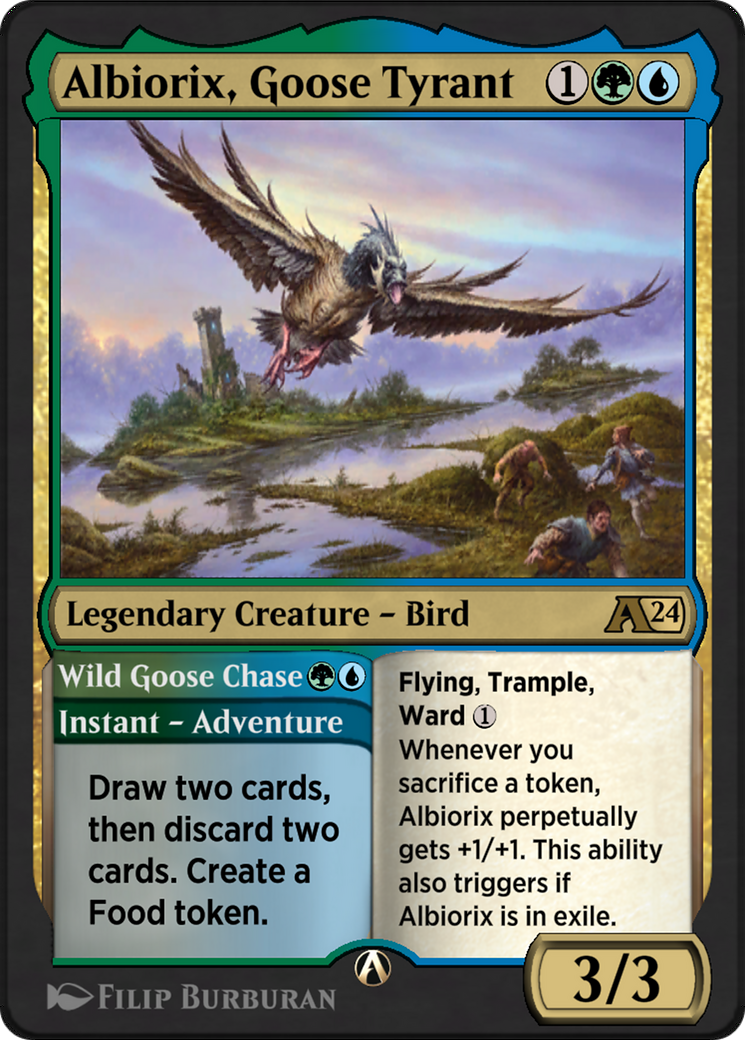 Image of Albiorix, Goose Tyrant // Wild Goose Chase (YOTJ-019) - Alchemy: Outlaws of Thunder Junction