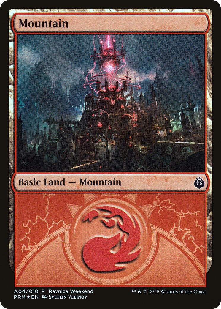 Image of Mountain - Izzet (A04) (LARP-A04) - GRN Ravnica Weekend Foil