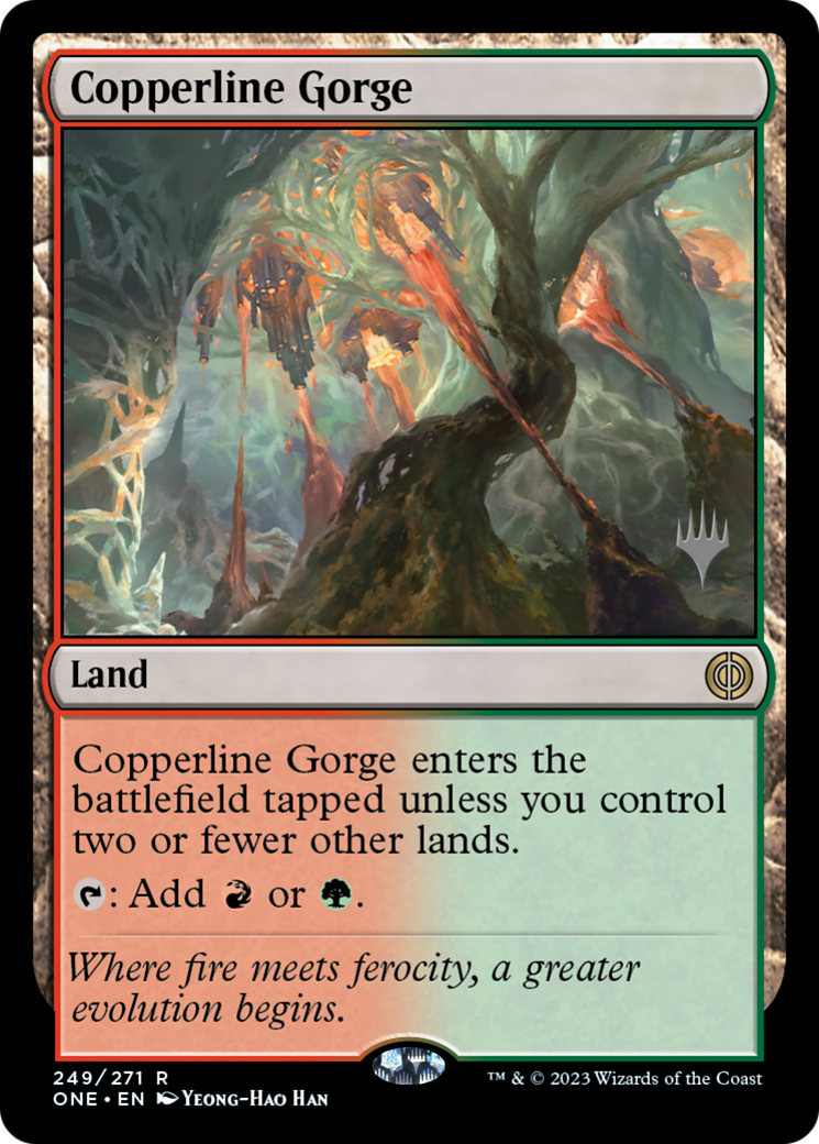 Image of Copperline Gorge (PPONE-249) - Phyrexia: All Will Be One Promos Foil