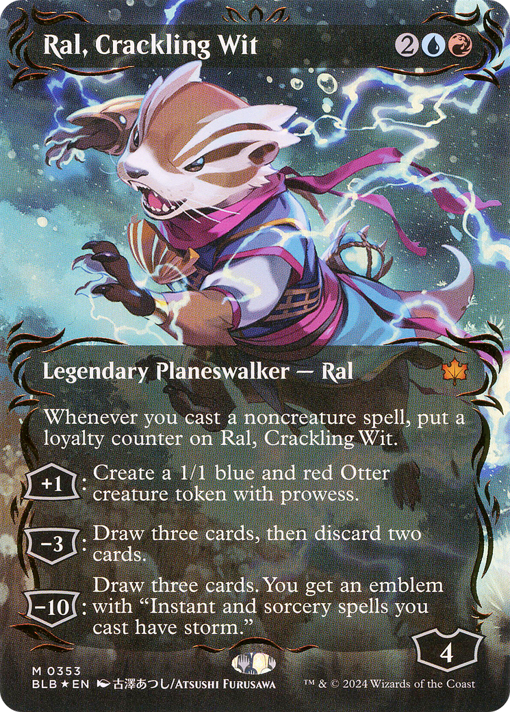 Image of Ral, Crackling Wit (Borderless) (Raised Foil) (BLB-353) - Bloomburrow: (Showcase) (Borderless) Foil