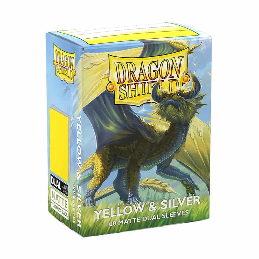 Image of DRAGON SHIELD SLEEVES: MATTE DUAL: YELLOW AND SILVER (100CT)