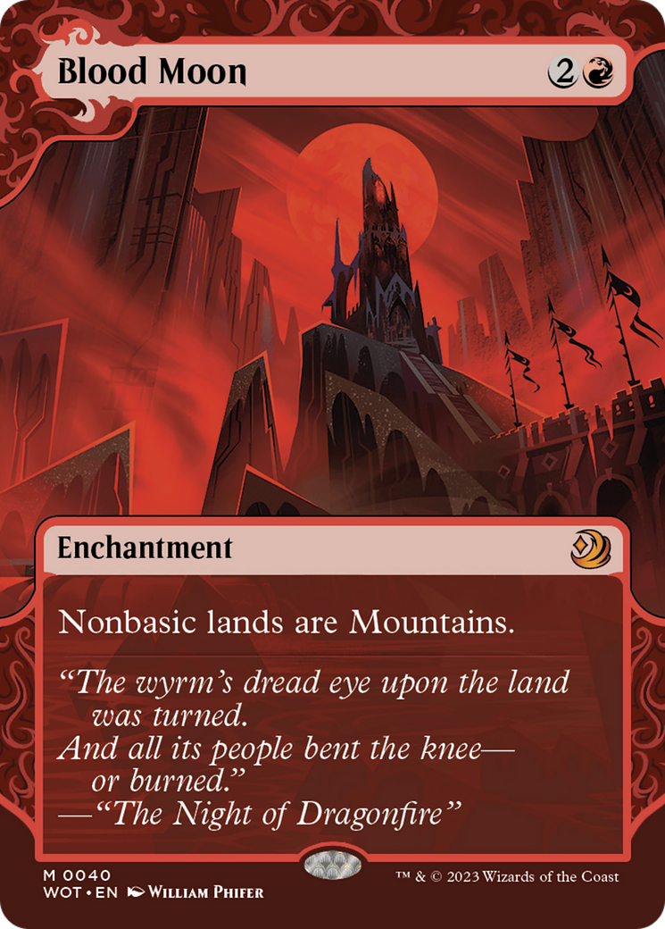 Image of Blood Moon (WOT-040) - Wilds of Eldraine: Enchanting Tales: (Showcase) (Borderless) Foil