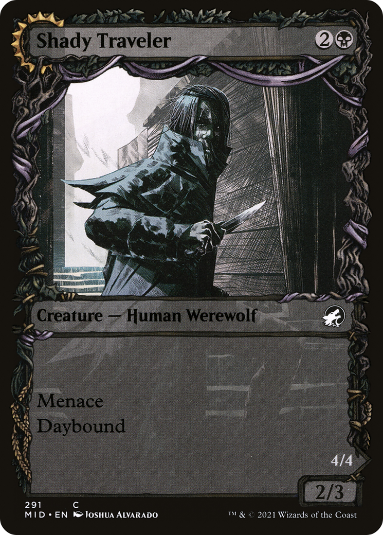 Image of Shady Traveler (Showcase) (MID-291) - Innistrad: Midnight Hunt: (Showcase, Double Faced Transform) Foil