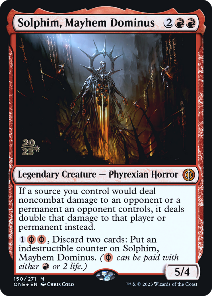 Image of Solphim, Mayhem Dominus (PRE-150) - Phyrexia: All Will Be One Promos Foil