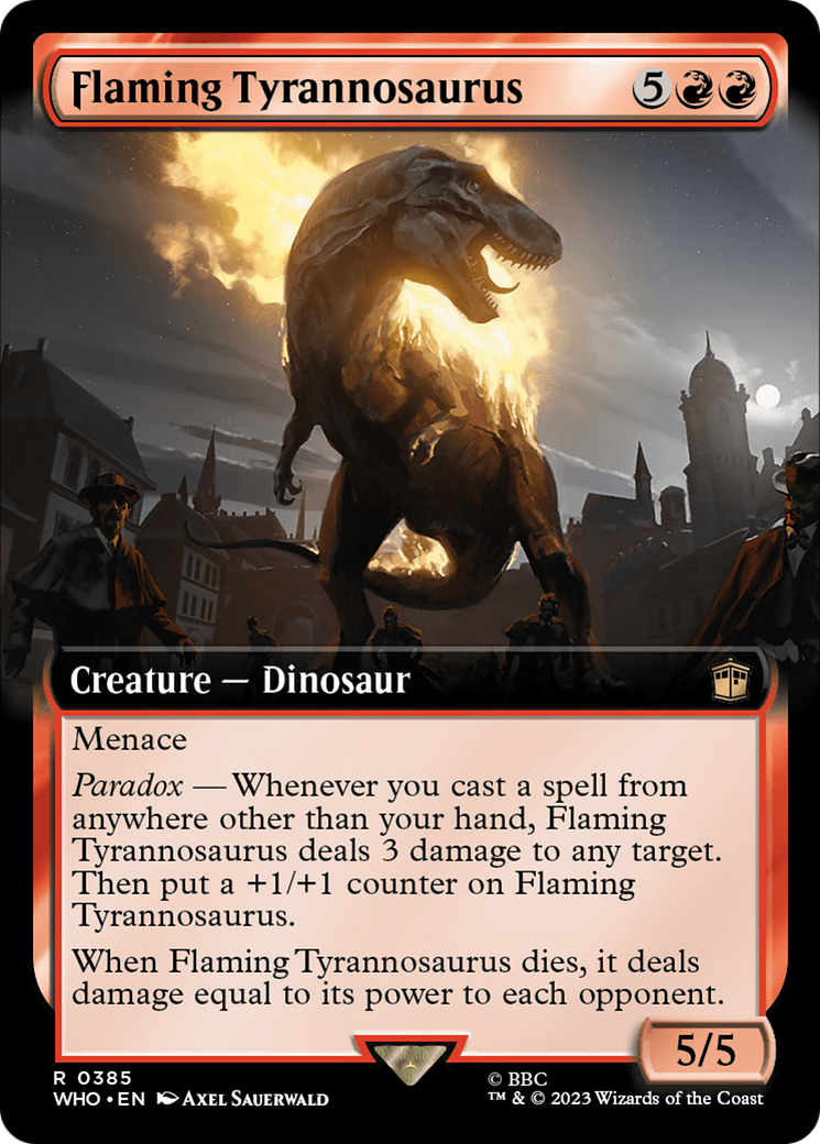 Image of Flaming Tyrannosaurus (Extended Art) (WHO-385) - Doctor Who: (Extended Art)