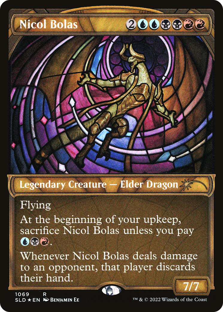 Image of Nicol Bolas (Stained Glass) (Textured Foil) (SLD-1069) - Secret Lair Drop: (Showcase) Foil