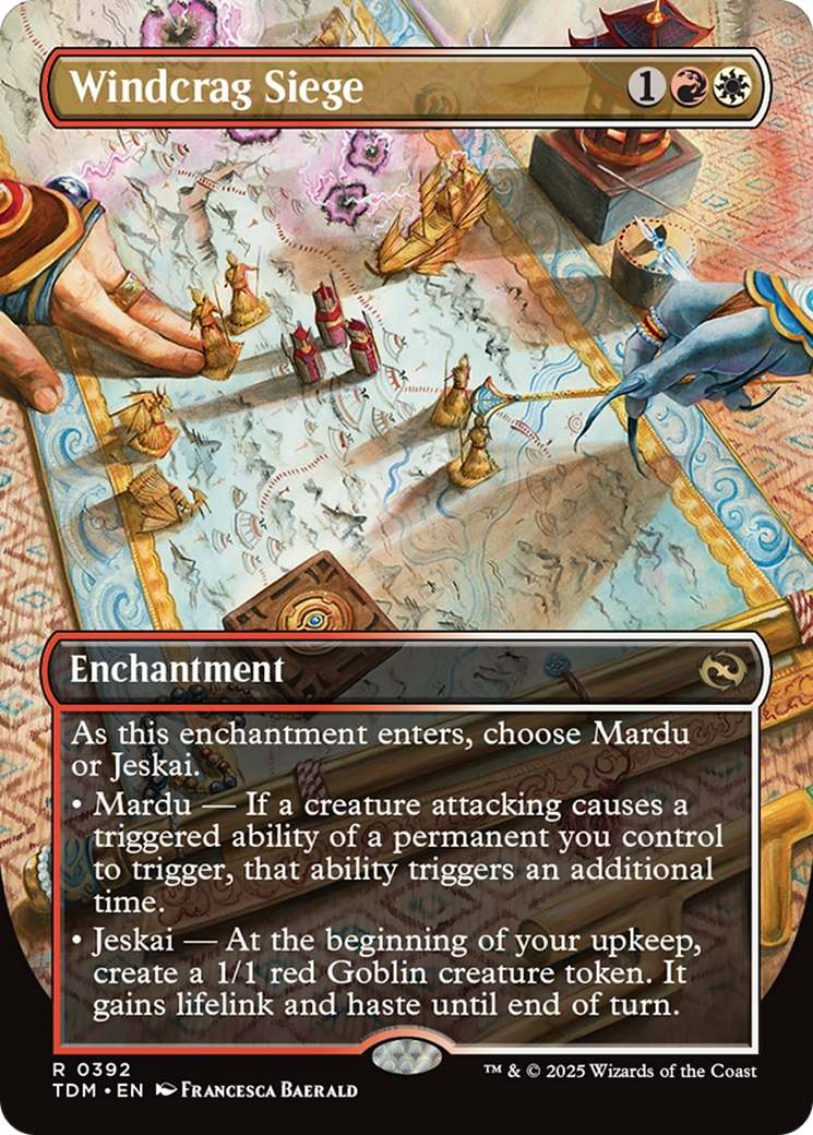 Image of Windcrag Siege (Borderless) (TDM-392) - Tarkir: Dragonstorm: (enchantment) (Borderless) Foil