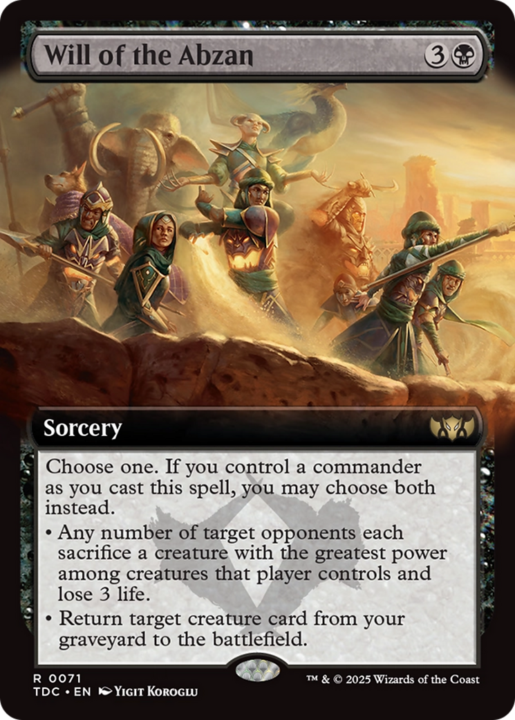 Image of Will of the Abzan (Extended Art) (TDC-071) - Commander: Tarkir: Dragonstorm: (Extended Art)