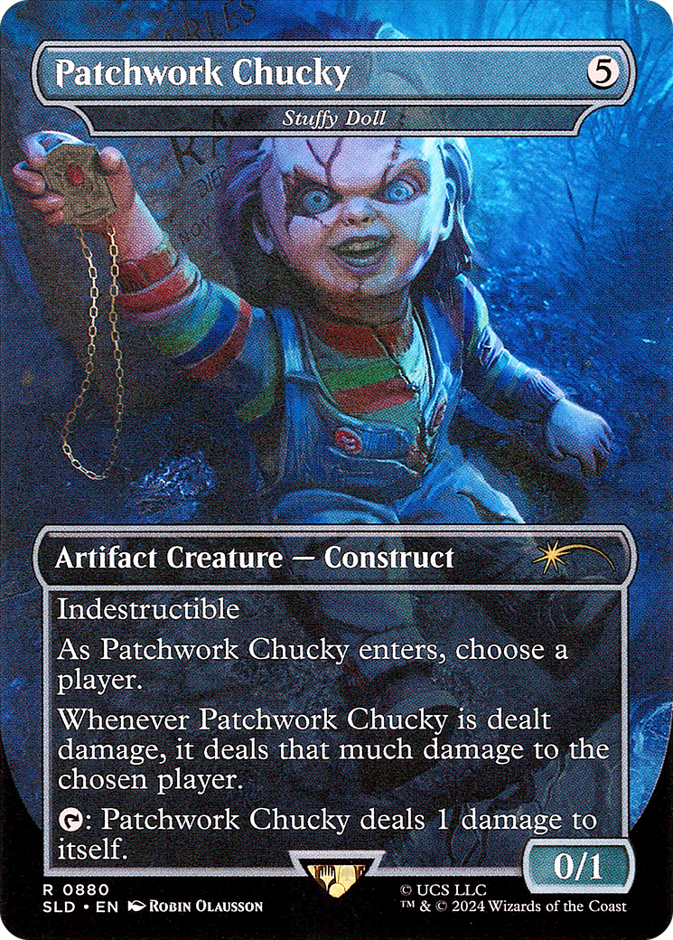 Image of Stuffy Doll (SLD-880) - Secret Lair Drop / Patchwork Chucky (Borderless) Foil