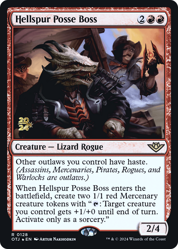 Image of Hellspur Posse Boss (PRE-128) - Outlaws of Thunder Junction Promos Foil