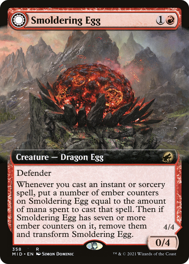 Image of Smoldering Egg (Extended Art) (MID-358) - Innistrad: Midnight Hunt: (Extended Art, Double Faced Transform) Foil