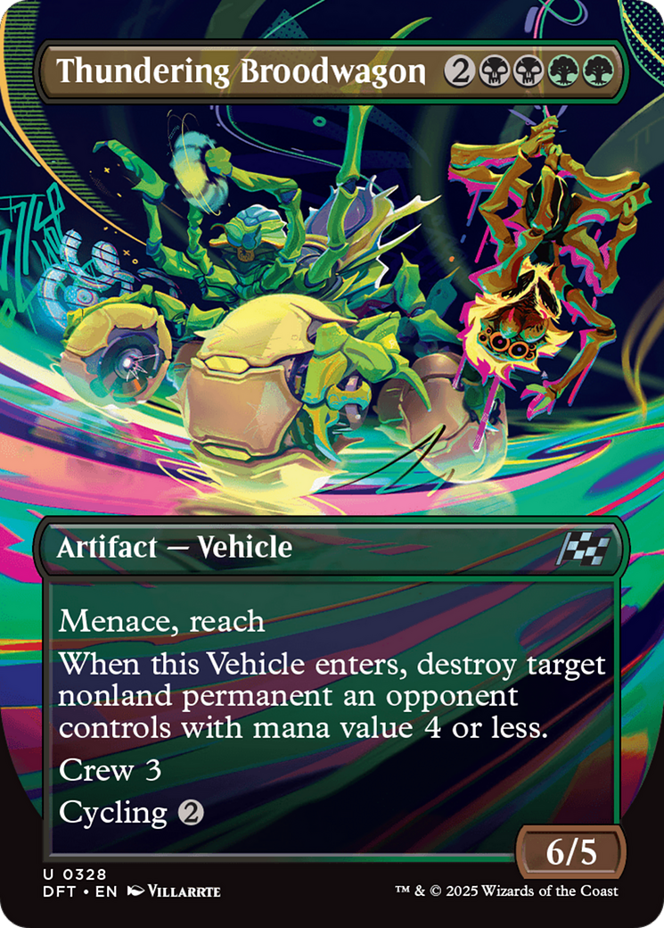 Image of Thundering Broodwagon (Borderless) (DFT-328) - Aetherdrift (Borderless) Foil