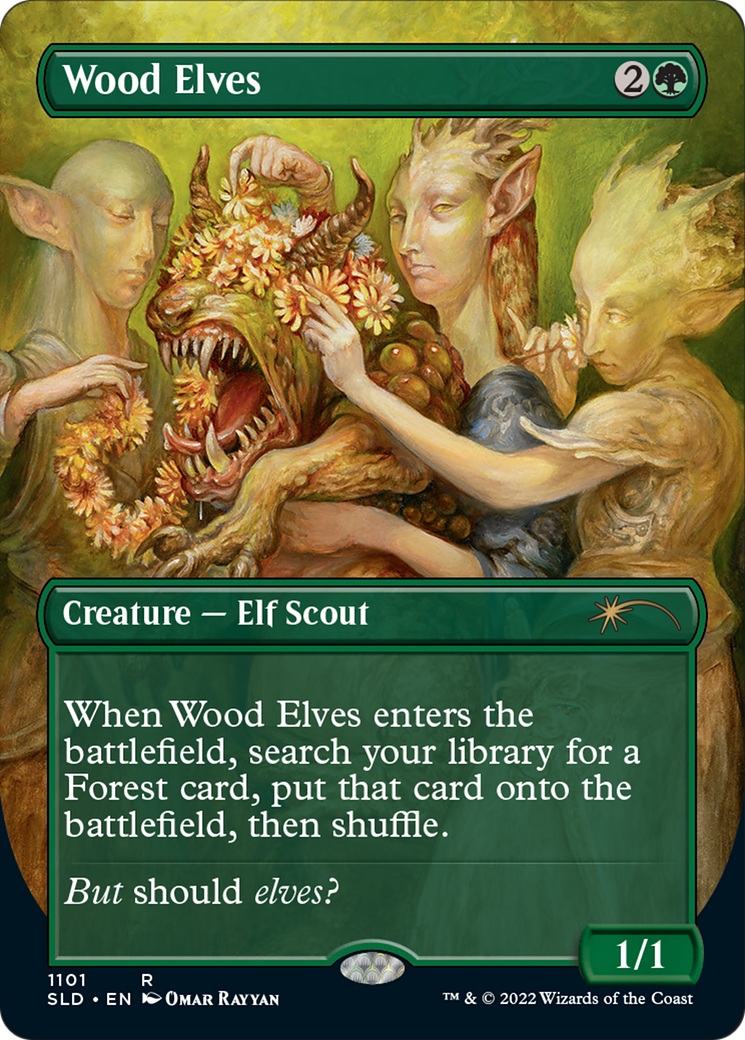 Image of Wood Elves (Borderless) (SLD-1101) - Secret Lair Drop (Borderless) Foil