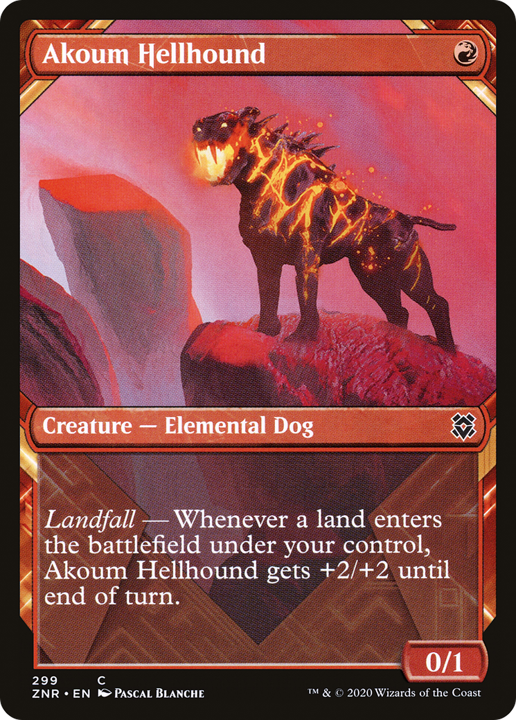 Image of Akoum Hellhound (Showcase) (ZNR-299) - Zendikar Rising: (Showcase) Foil