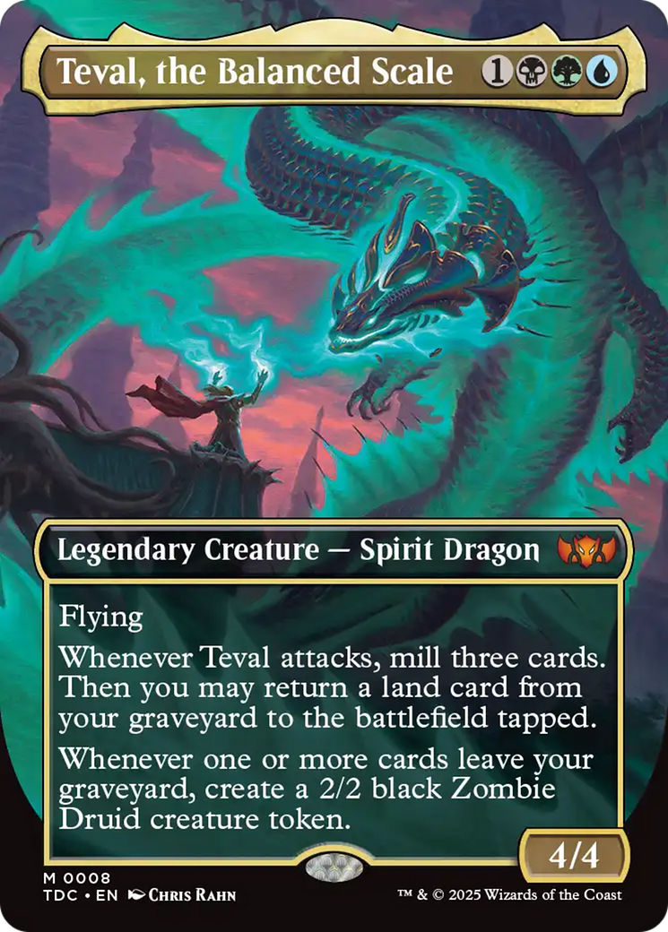 Image of Teval, the Balanced Scale (Borderless) (TDC-008) - Commander: Tarkir: Dragonstorm (Borderless)