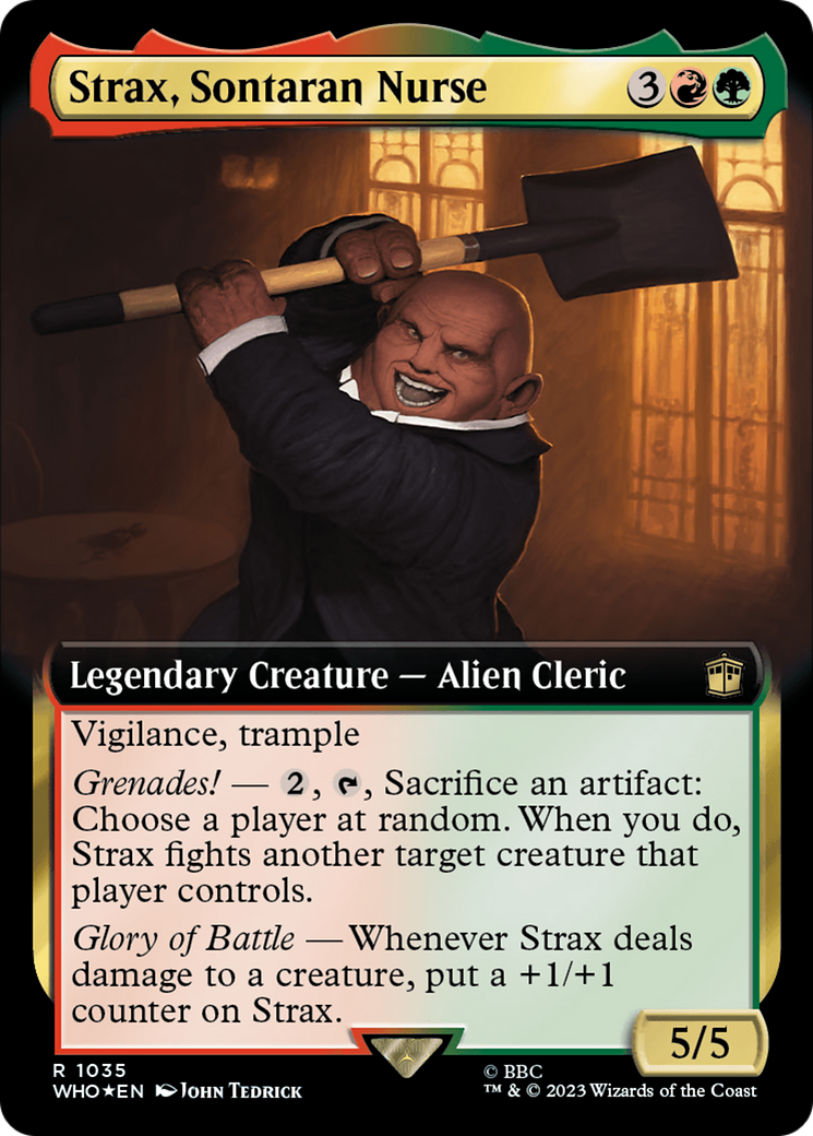 Image of Strax, Sontaran Nurse (Extended Art) (Surge Foil) (WHO-1035) - Doctor Who: (Extended Art) Foil