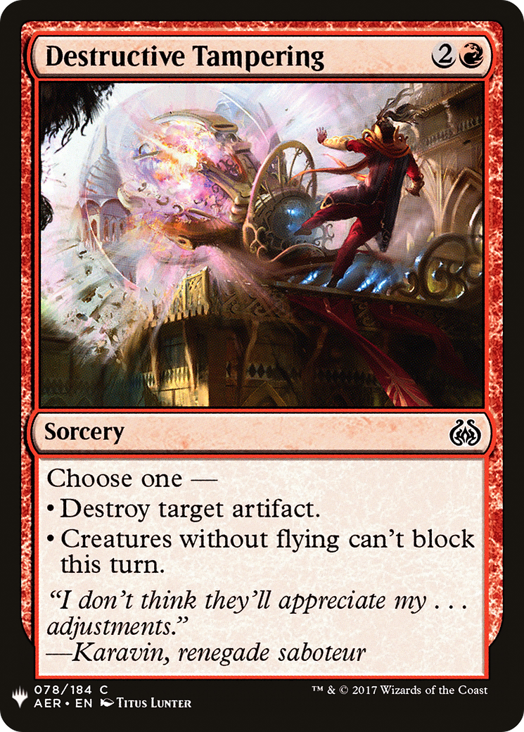 Image of Destructive Tampering (LIST-AER-78) - The List