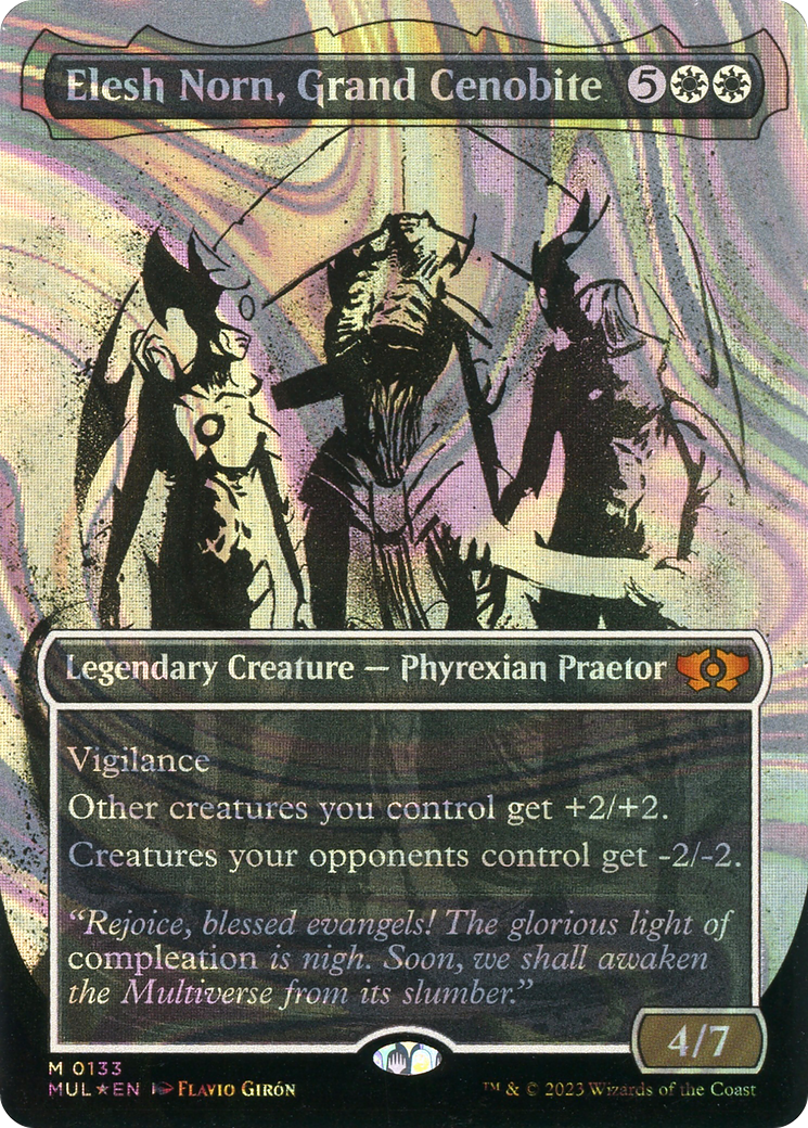 Image of Elesh Norn, Grand Cenobite (Halo Foil) (MUL-133) - Multiverse Legends: (Showcase) (Borderless) Foil