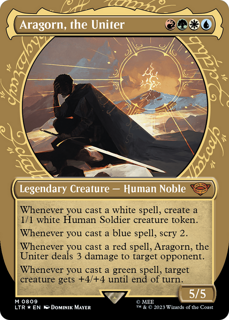 Image of Aragorn, the Uniter (Showcase) (Surge Foil) (LTR-809) - The Lord of the Rings: Tales of Middle-earth: (Showcase) (Borderless) Foil