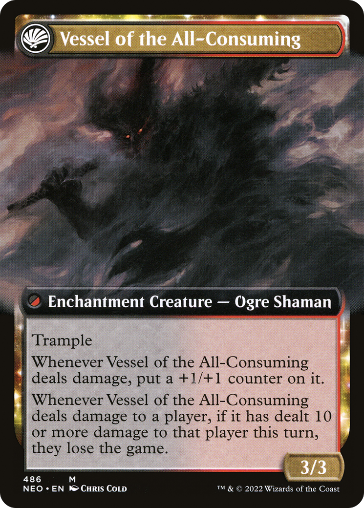 Image of Hidetsugu Consumes All (Extended Art) (NEO-486) - Kamigawa: Neon Dynasty: (Extended Art, fandfc, enchantment) Foil